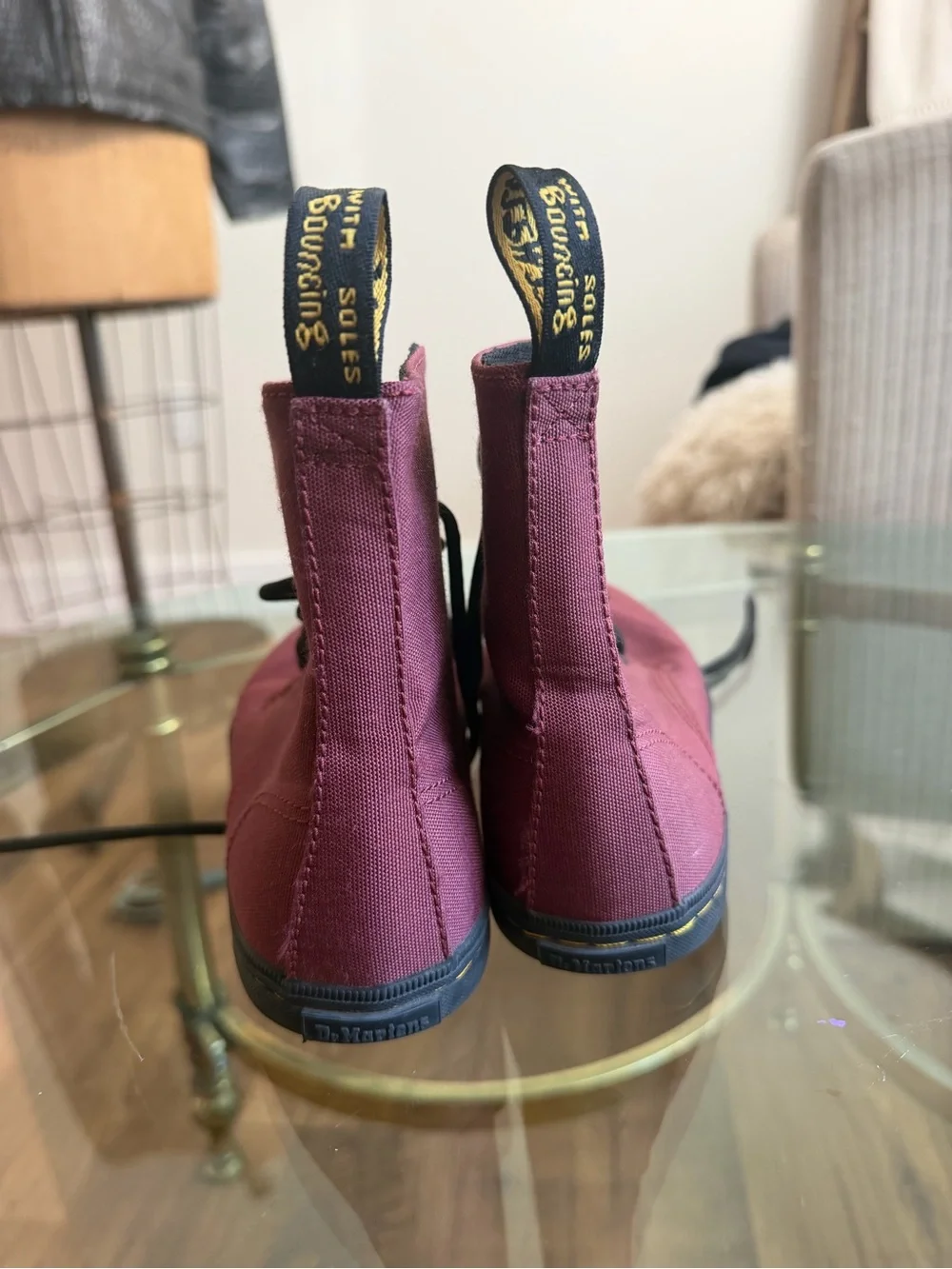 Doc Dr. Martens JUNIOR Youth SHERIDAN CANVAS CASUAL BOOTS Cherry 🍒